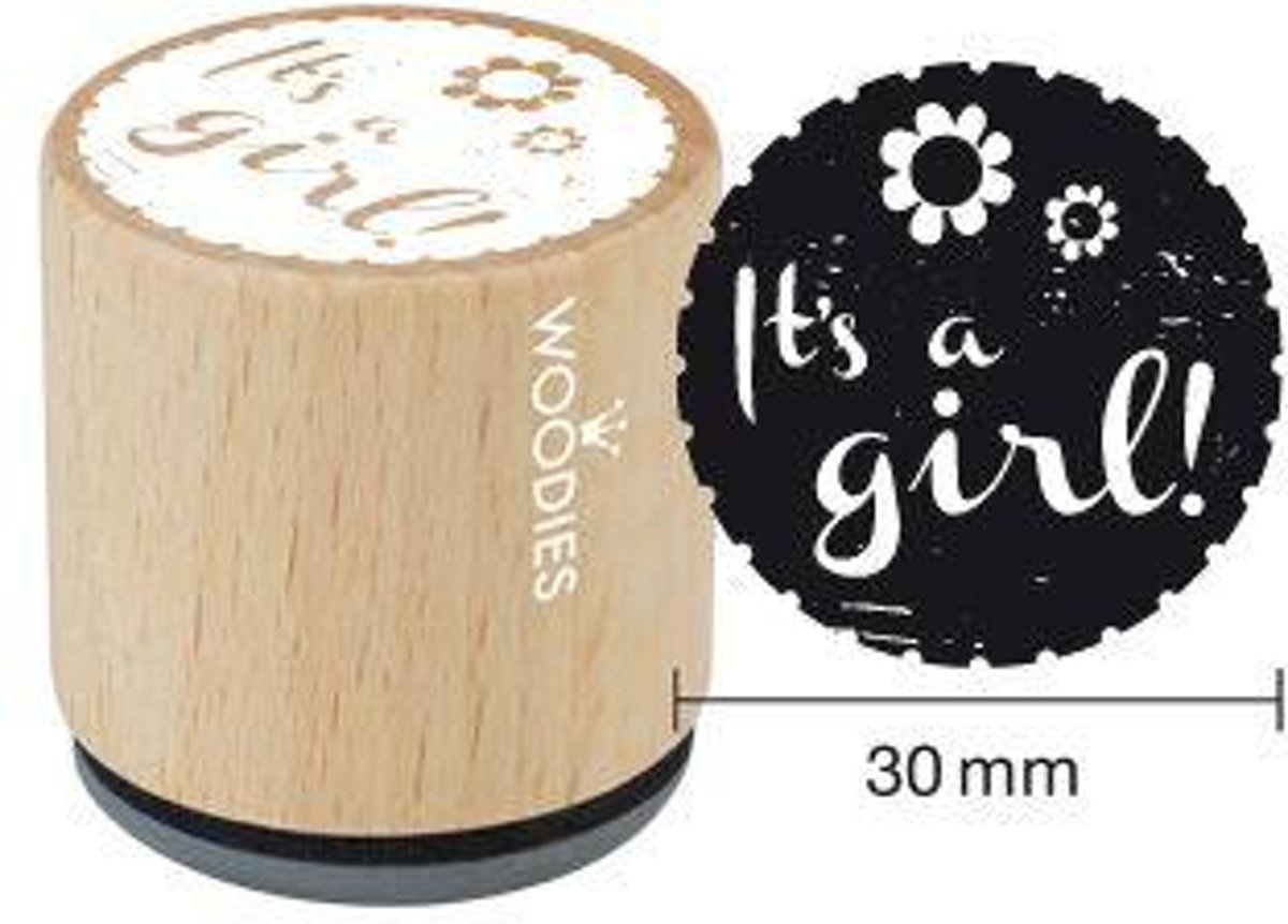 Hobbystempel | Houten geboorte stempel Woodies | Its a Girl